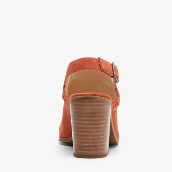 New Sole Society Ceana Tan Suede Leather Slingback Peep-Toe Mules orange 5.5 - Picture 5 of 5